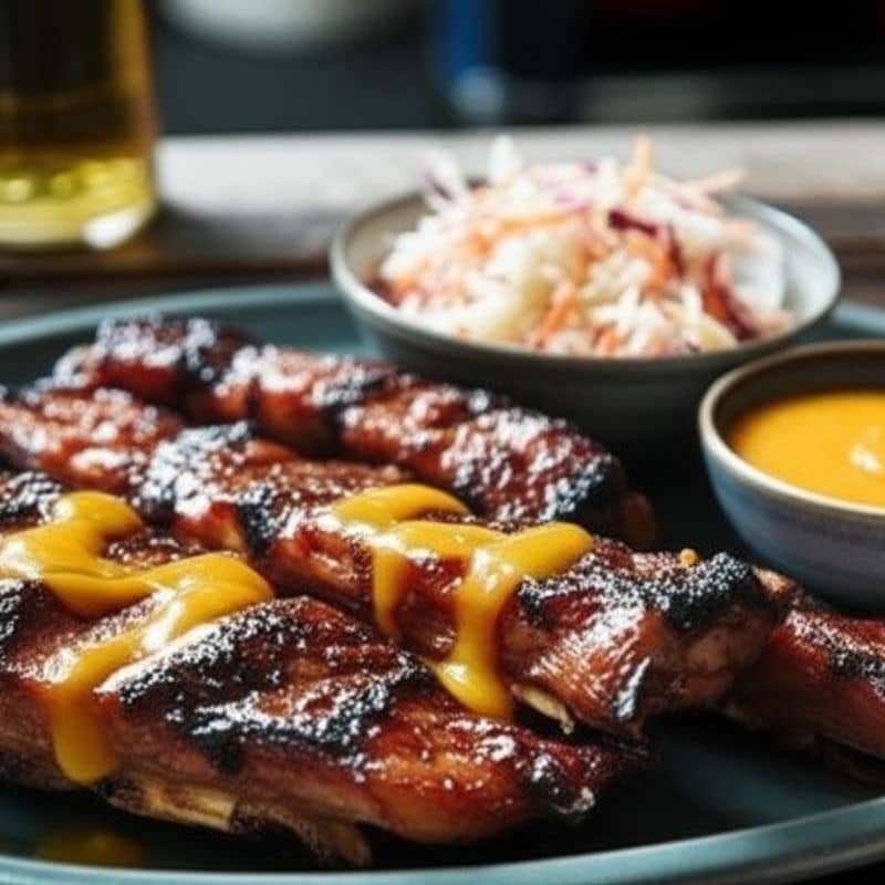 Costillas asadas en salsa de mango