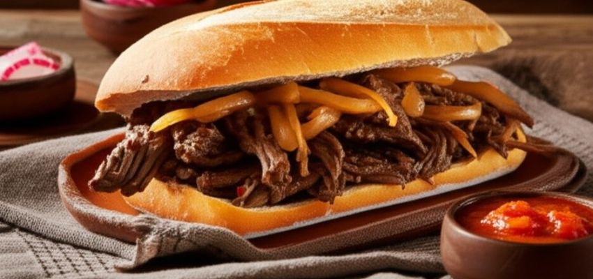 Sándwich de Carne de res desmechada