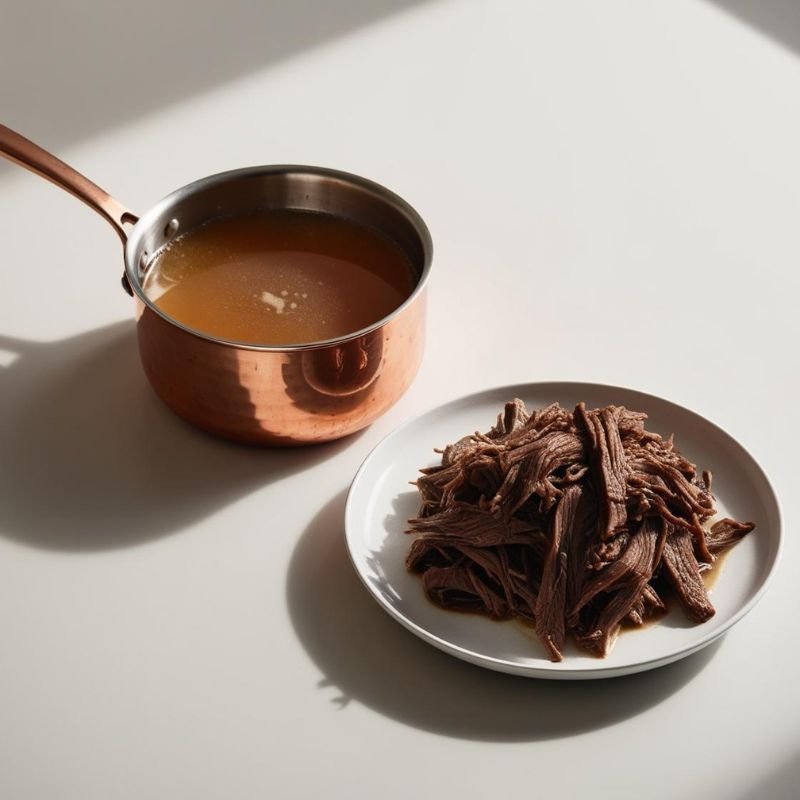 Humedece la Carne con el Caldo de Carne